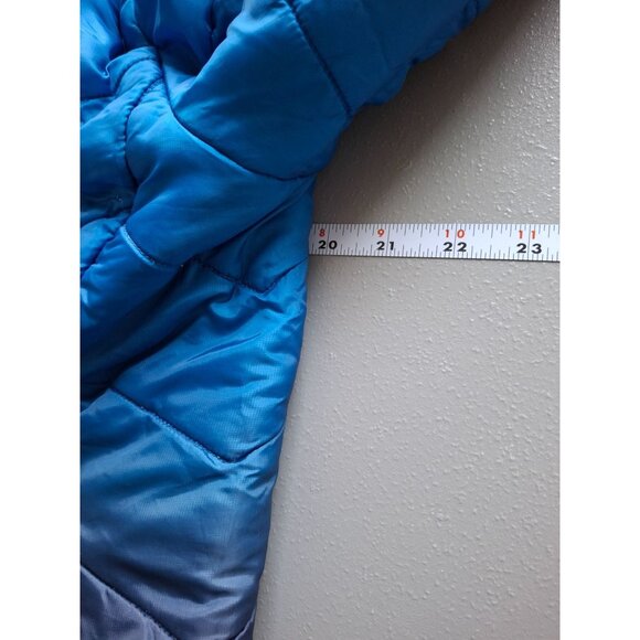 Eddie Bauer Youth Hooded Jacket L 14/16 Blue Ombre Reversible Sherpa Puffer - Picture 8 of 9